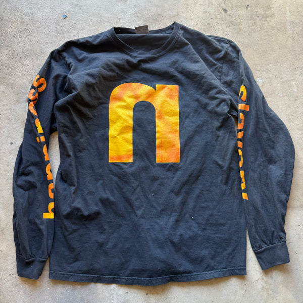 y2k①Nirvana“band broken“boro longt-shirt Nine Inch Nails 